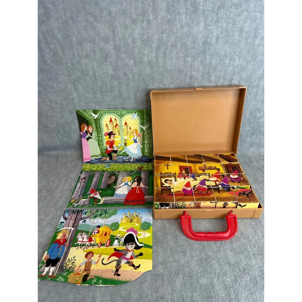 VTG German Eichhorn Wooden Picture Cubes Puzzles‎ Kids West Germany Fairy Tales